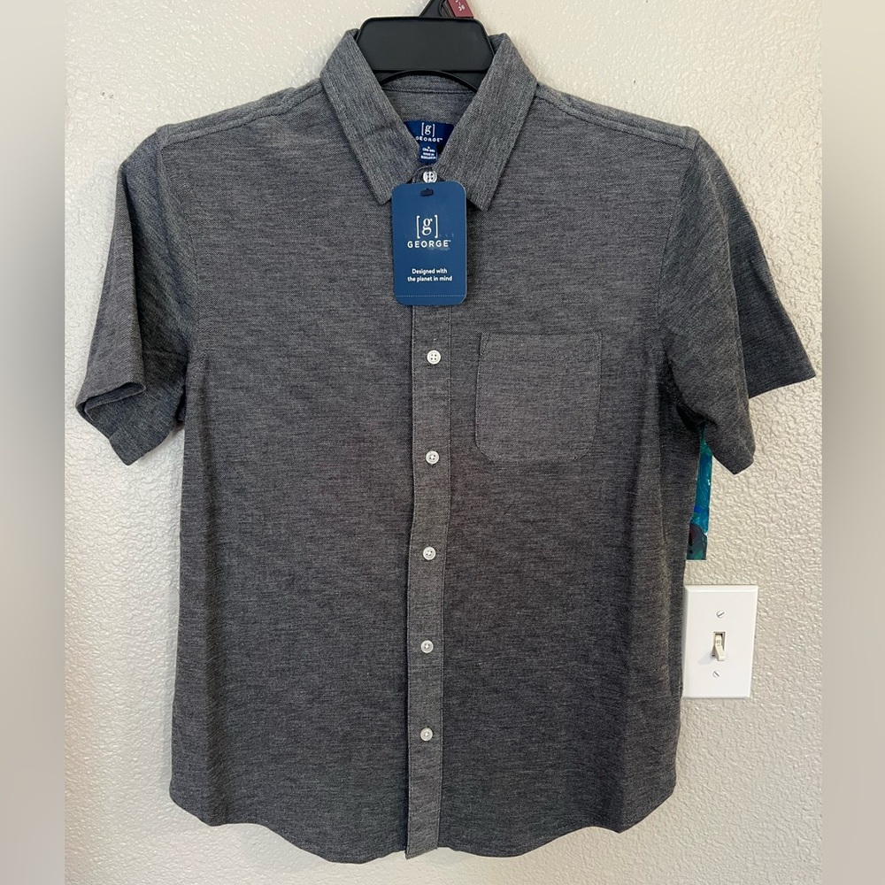 George Men's Charcoal Button Down Shirt